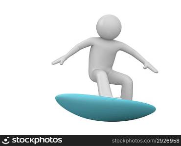 Surfer isolated (3d isolated characters on white background, sports series)