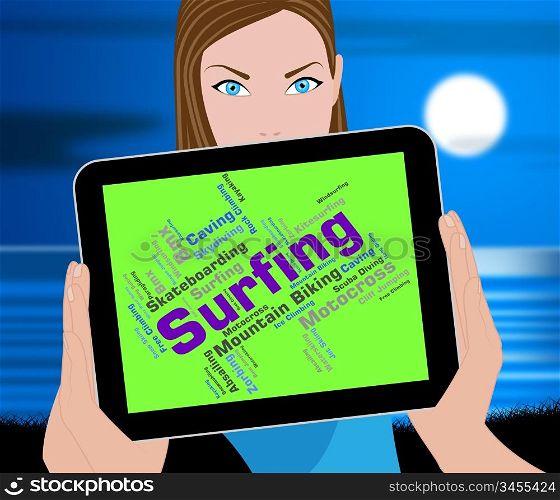 Surfing Word Meaning Surfer Beach And Wordcloud