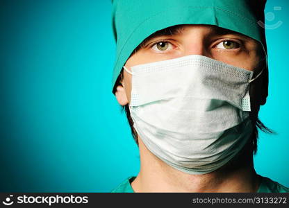 Surgeon in mask close-up portrait