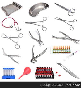 Surgical instruments isolated on white background