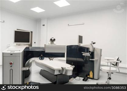 surgical room. modern medical equipment in eye hospital. medicine concept. equipment in the eye clinic