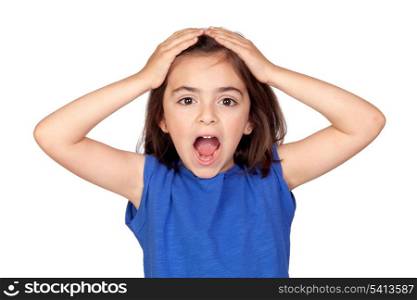 Surprise little girl isolated on a over white background