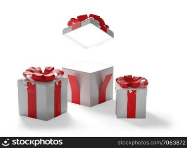 surprise opened box christmas presents isolated 3d-illustration