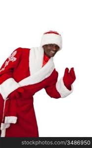 surprised black santa claus on a white background