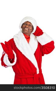 surprised black santa claus on a white background