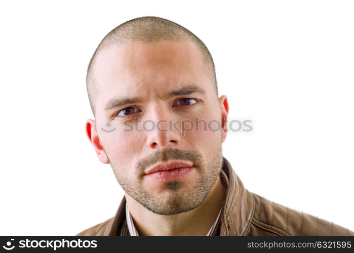 surprised casual man thinking, isolated on white background