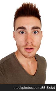 Surprised casual men with spiky hair isolated on a white background