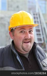 Surprised construction worker
