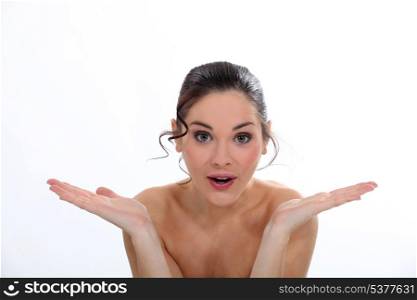 Surprised naked woman