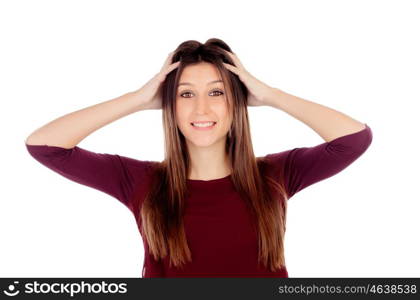 Surprised pretty girl isolated on a white background