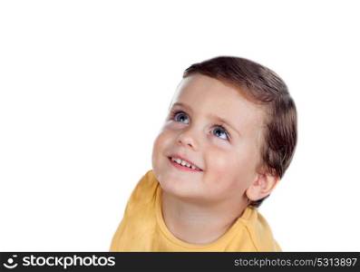 Surprised small child two years old isolated on a white background
