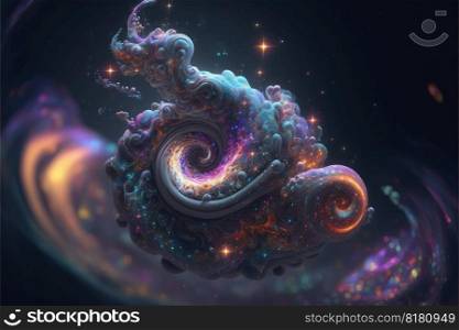 Surreal image of power abstract spiral with cloudy floating design in nebula. Element of colorful spiral smoke with outer imagination. Finest generative AI.. Surreal image of power abstract spiral with cloudy floating design in nebula.