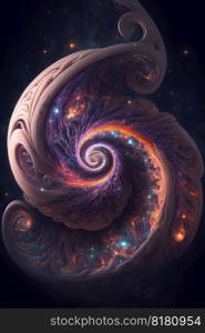 Surreal image of power abstract spiral with cloudy floating design in nebula. Element of colorful spiral smoke with outer imagination. Finest generative AI.. Surreal image of power abstract spiral with cloudy floating design in nebula.