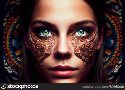 Surreal portrait of a woman. Beautiful surrealistic art picture.  Generative AI
