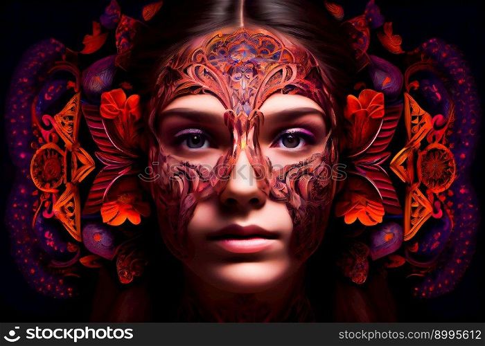Surreal portrait of a woman. Beautiful surrealistic art picture.  Generative AI 