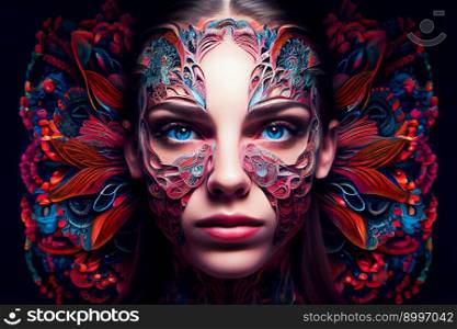 Surreal portrait of a woman. Beautiful surrealistic art picture.  Generative AI
