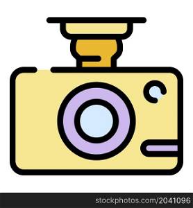 Surveillance camera icon. Outline surveillance camera vector icon color flat isolated. Surveillance camera icon color outline vector