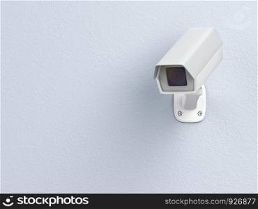 Surveillance camera installed on the wall