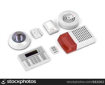 Surveillance electronics on white background