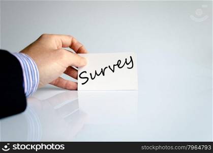Survey text concept isolated over white background