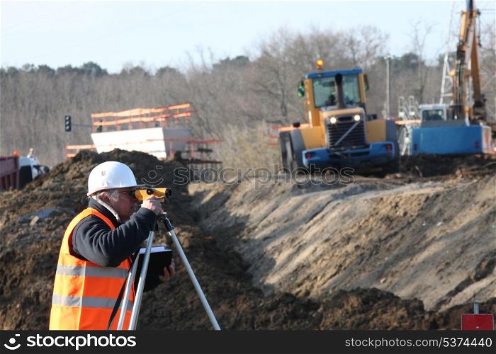 Surveyor on site