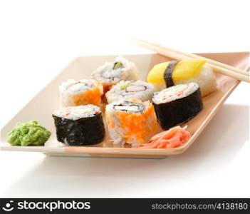 sushi assortment in a dish