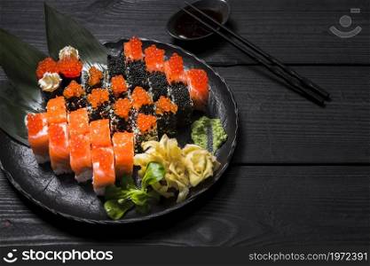 sushi dish asian restaurant. High resolution photo. sushi dish asian restaurant. High quality photo