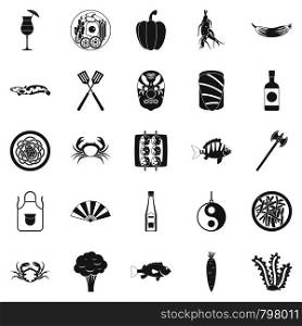 Sushi icons set. Simple set of 25 sushi vector icons for web isolated on white background. Sushi icons set, simple style