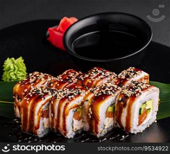 Sushi set canada roll with salmon