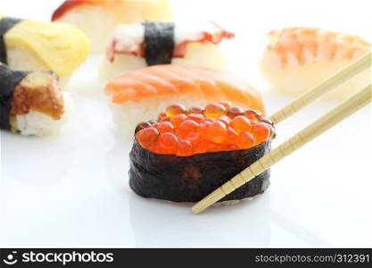 Sushi set in white background