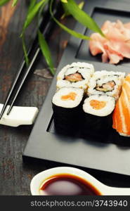 Sushi set served on a plate