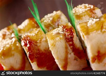 sushi with eel. traditional japanese food.