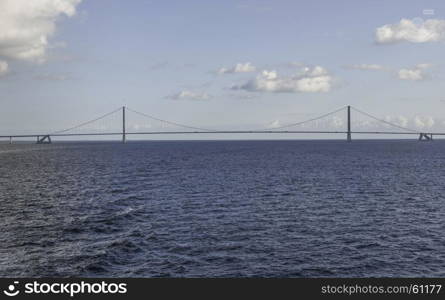 Suspension bridge Great Belt Denmark connecting the Zealand and Funen