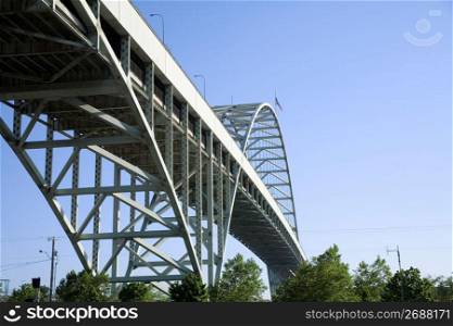 Suspension bridge, low angle view