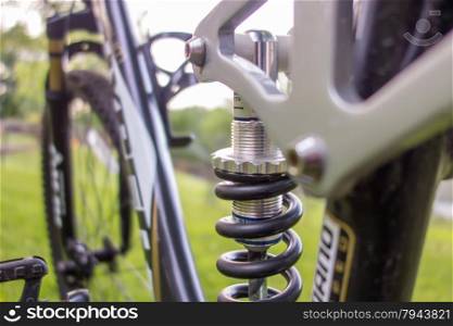 suspension close up of a mountain bicycle