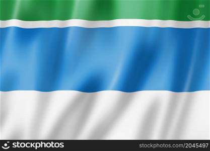Sverdlovsk state - Oblast - flag, Russia waving banner collection. 3D illustration. Sverdlovsk state - Oblast - flag, Russia