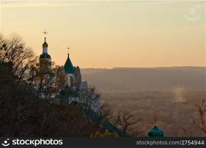 Sviatohirsk Lavr. Church on mountain. Ukraine, Svyatogorsk