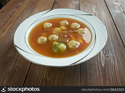 Swabian soup with meatballs.German cuisine
