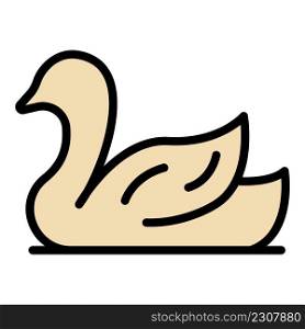 Swan icon. Outline swan vector icon color flat isolated. Swan icon color outline vector
