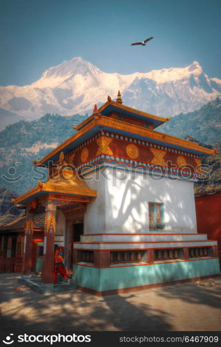 Swayambhunath Stupa stands on the hill in Kathmandu, Nepal