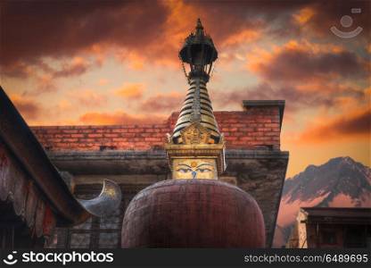 Swayambhunath Stupa stands on the hill in Kathmandu, Nepal. Swayambhunath Stupa