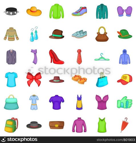 Sweater icons set. Cartoon style of 36 sweater vector icons for web isolated on white background. Sweater icons set, cartoon style