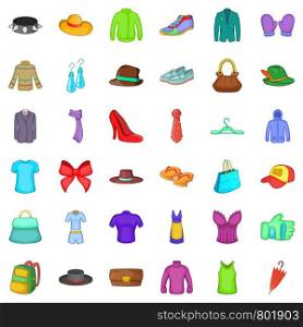 Sweater icons set. Cartoon style of 36 sweater vector icons for web isolated on white background. Sweater icons set, cartoon style