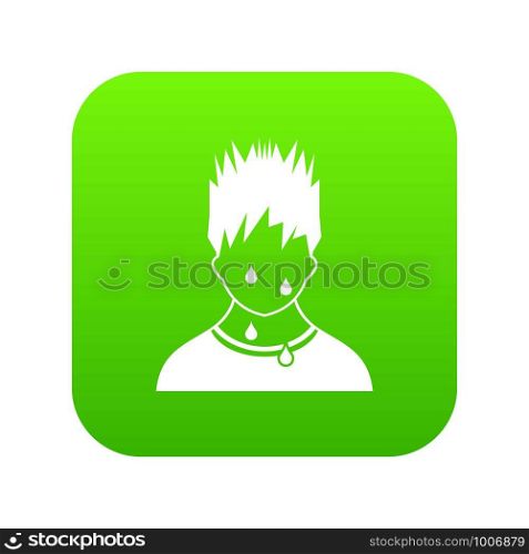 Sweaty man icon digital green for any design isolated on white vector illustration. Sweaty man icon digital green