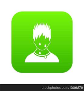 Sweaty man icon digital green for any design isolated on white vector illustration. Sweaty man icon digital green