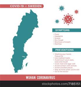 Sweden Europe Country Map. Covid-29, Corona Virus Map Infographic Vector Template EPS 10.