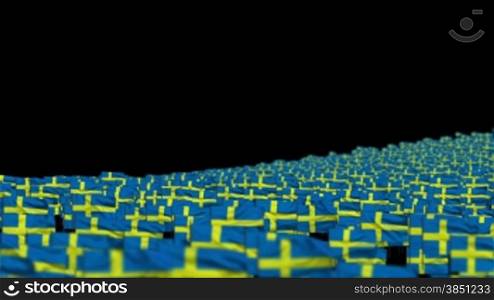 Sweden Flags and Camera Fly Over, DOF