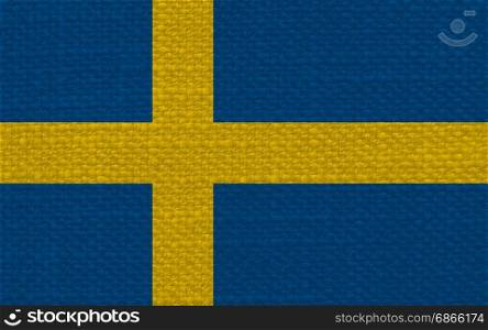 Swedish Flag of Sweden with fabric texture. the Swedish national flag of Sweden, Europe with fabric texture