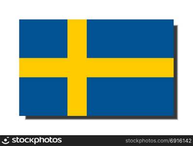 Swedish Flag of Sweden with shadow. the Swedish national flag of Sweden, Europe with soft shadow