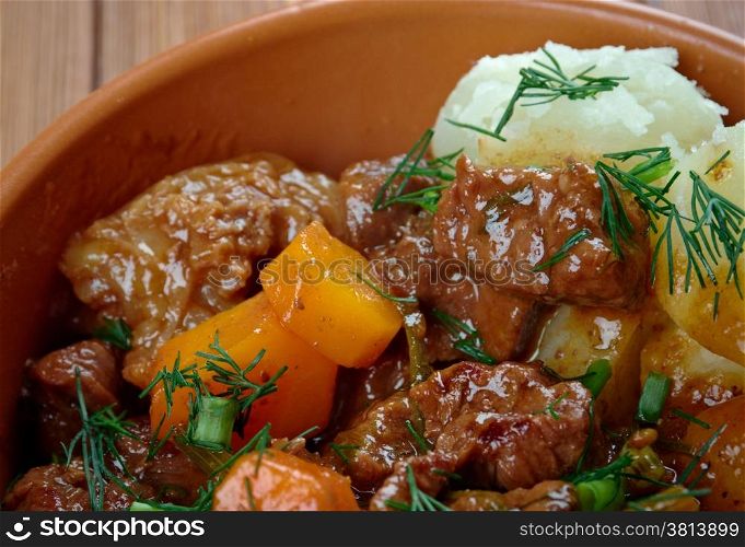 Swedish Kalops - traditional beef stew slow simmered with vegetables.